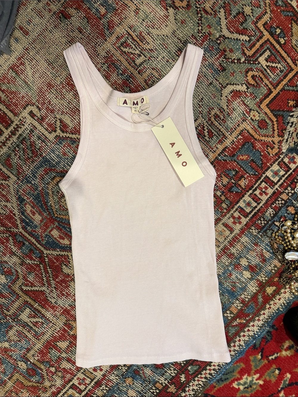 AMO Light Pink Ribbed Tank Top NWT